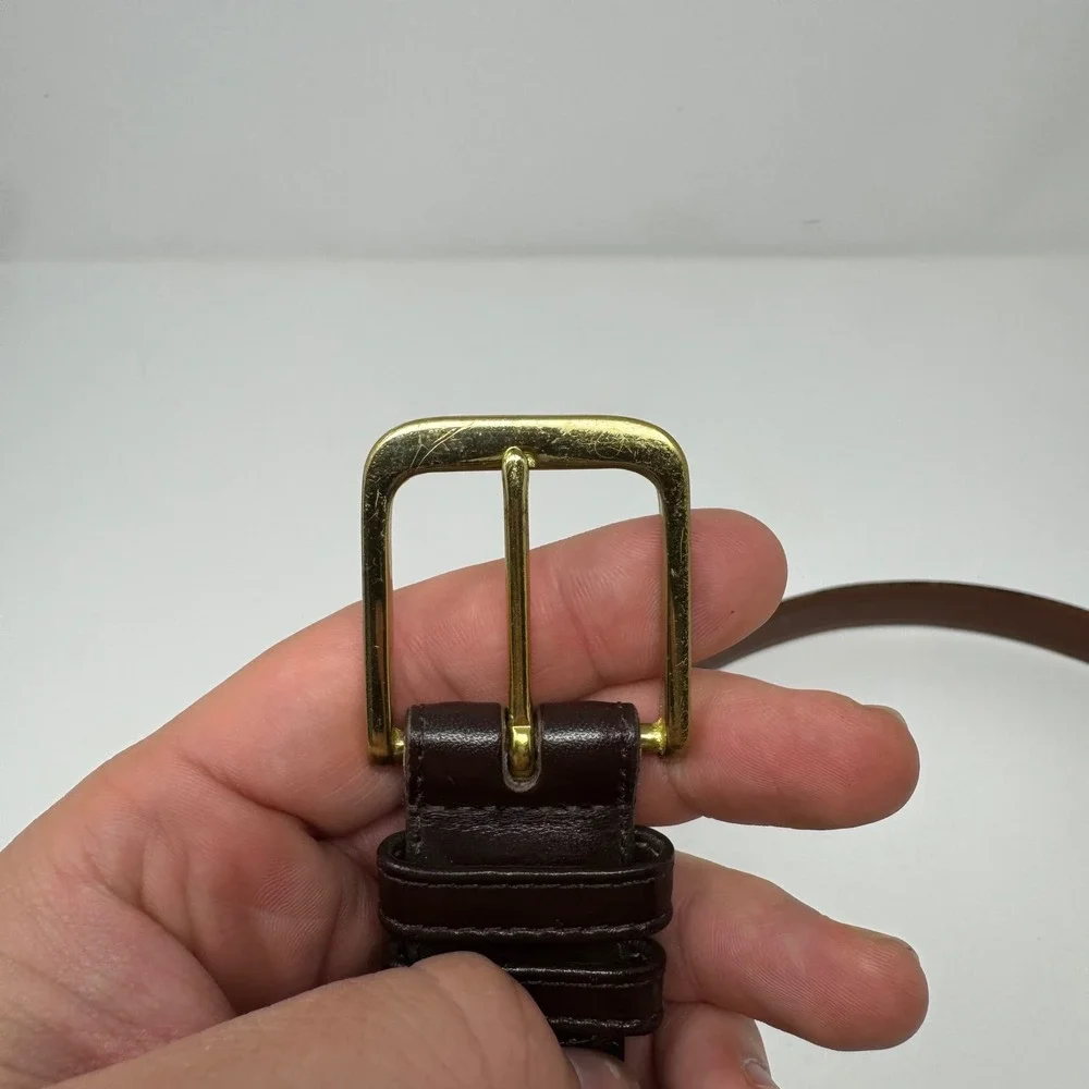 Coach 5800 Mocha Burnished Cowhide Brown Brass Buckle Belt Men's 40